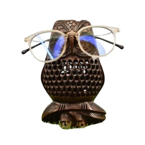 Wooden Owl Spectacle Holder - Color: Dark Brown