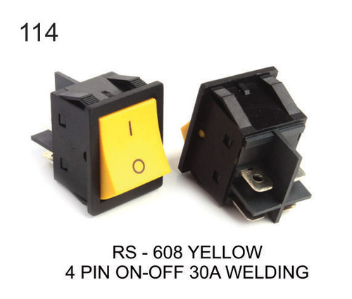 RS 608 Yellow 4 Pin on Off Welding Machine Rocker Switch
