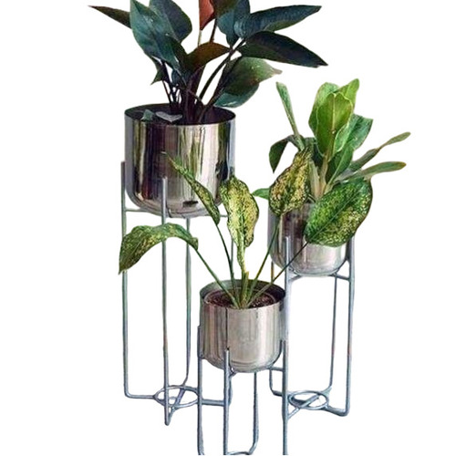 Silver Pot With Silver Stand Set Of 3