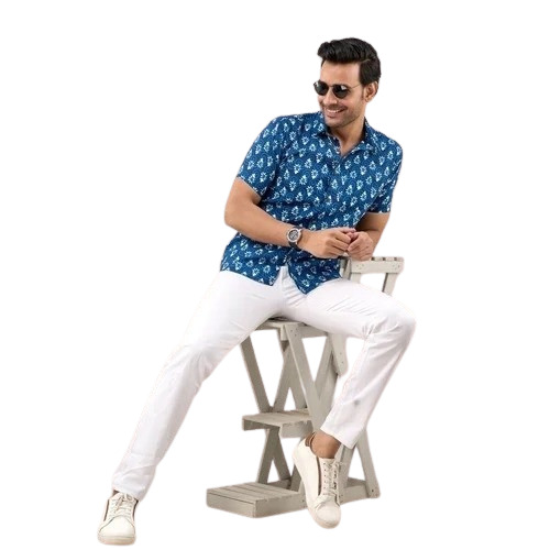 Indigo Print Cotton Men Shirt