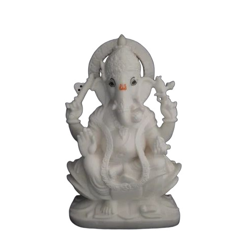 White Marble Ganesha Statue - Design Type: Standard