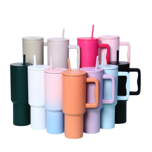 1200ml Stainless Steel Tumbler Hot And Cold With Handle And Lid 2 Straw