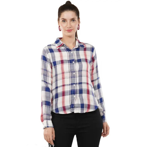 Cotton Women Regular Fit Checkered Casual Shirt