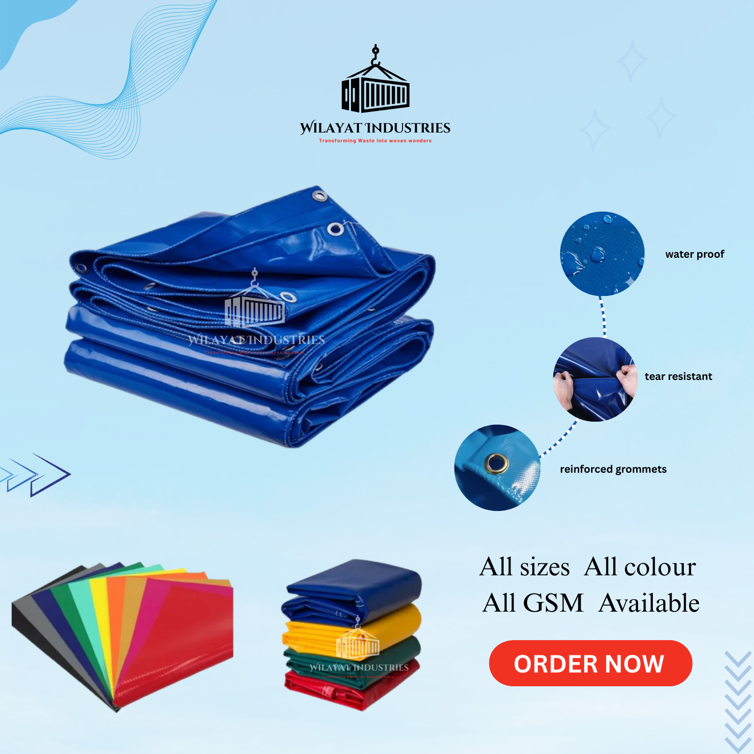 Pvc coated fabric blue 500 gsm