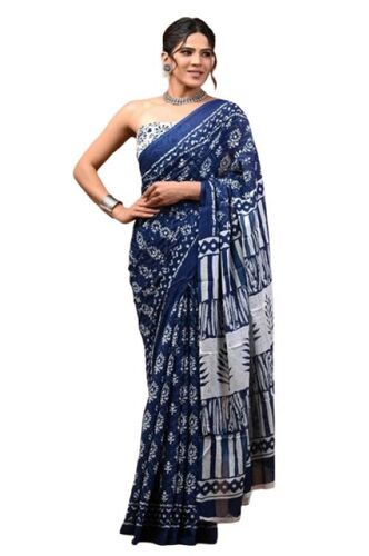 Blue Cotton Saree