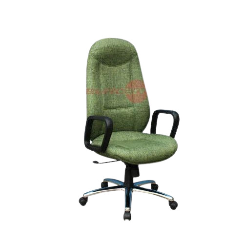 Hb Executive Chair - Stainless Steel Legs, Green Fabric, Fixed Arms, Adjustable Height | Acid Resistant, Durable, Eco-Friendly, Moisture Proof