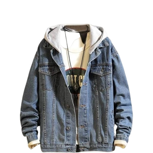 Men Denim Hoodie Jacket
