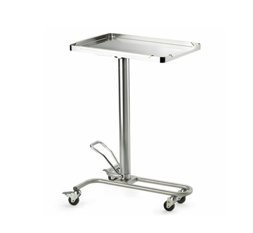 Hospital Trolley - Stainless Steel, Standard Size, Silver Color | Portable and Movable with 4 Wheels, 1 Shelf, Easy to Operate