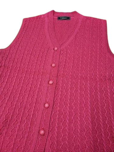 Women Pink Self Design Sleeveless Cardigan