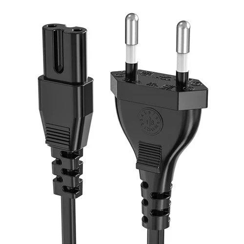 FEDUS Black 5.9 Feet 2 Pin Universal Replacement AC Power Cord Cable Wire