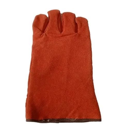 Orange Leather Safety Hand Glove