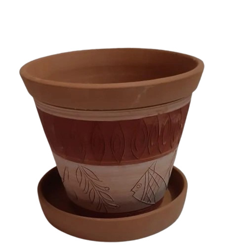 9 Inch Terracotta Planting Pot With Plate Natural Clay Indoor Planter