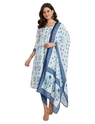 Anarkali Kurti Pant Set With Dupatta 