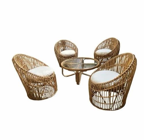 Bamboo Cane Study Chairs With Cane Table Furniture Set