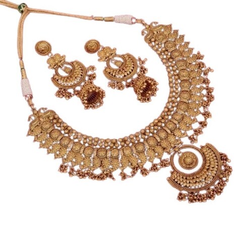 Artificial Necklace Earing Set - Color: Golden