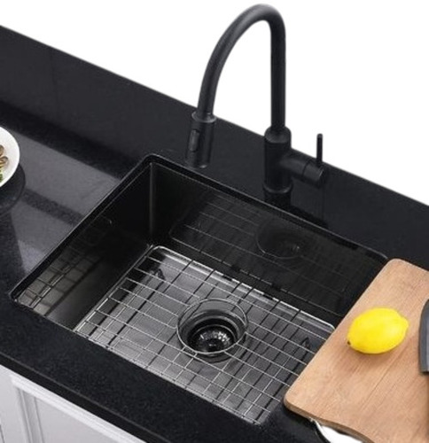 Kitchen Sink - Granite Material, 20" x 18" x 10", Black Finish | Modern Design, Single Basin, Deck Mounted Faucet, Durable and Stylish