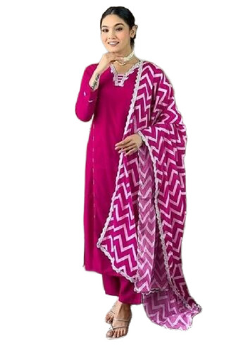 Viscose Pink Embroidered Salwar Kameez - Design: Traditional