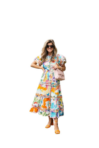 Ladies Colorful Dress - Cotton Various Sizes (S-XXL) | Multi Color Printed Design Short Sleeves Anti Wrinkle Quick Dry Comfortable Fit