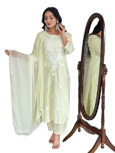 Viscose Womens Light Green Kurta Set - Type: Salwaar Kameez