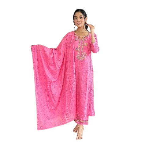 Pink Thread Work Viscose Salwar Kameez