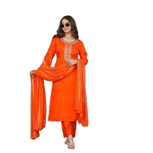 Chanderi Embroidered Kurta Pant Set