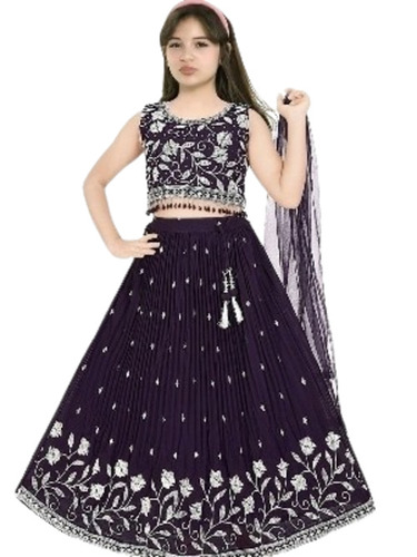 Girls Lehenga - Color: Wine