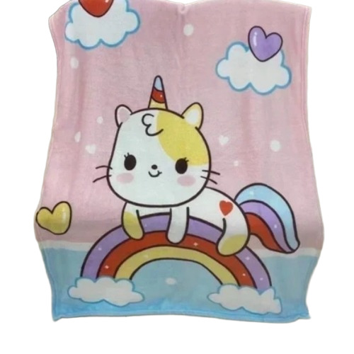 Cat Printed Flannel Kids Ac Blanket