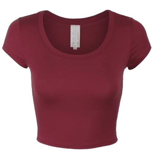 Short Sleeve Round Neck Crop Top - Cotton, Various Sizes, Plain Pattern | Elegant Design, Quick Dry, Comfortable Fit