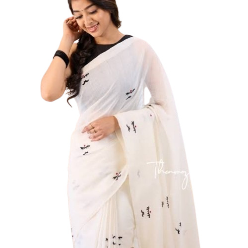 White Printed Saree