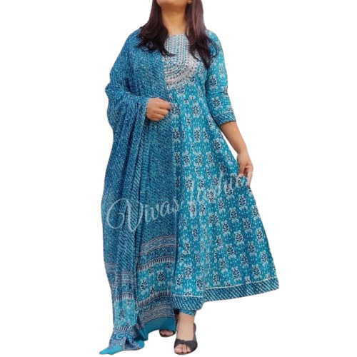 Anarkali Kurti Pant Set With Dupatta