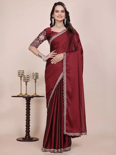 Chiffon Maroon Saree
