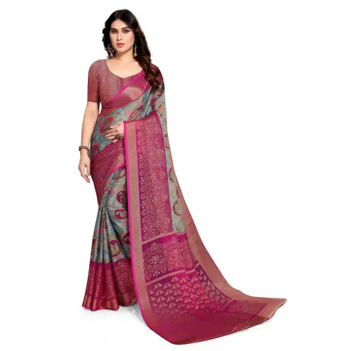 Ladies Pink Silk Saree