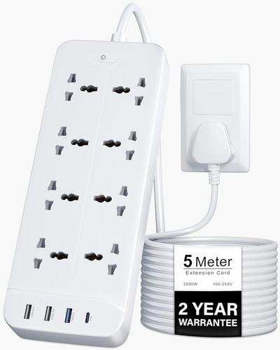 Fedus Surge Protector 8 Sockets With Usb A&c 5m Cable