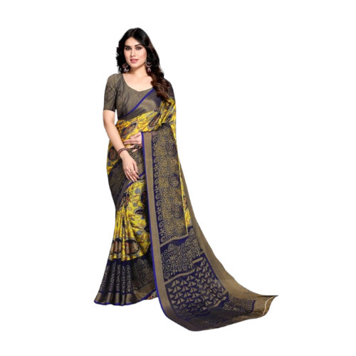 Floral Print Bollywood Chiffon Saree