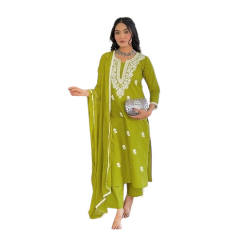 Lemon Green Chikankari Kurta Set - Design: Traditional