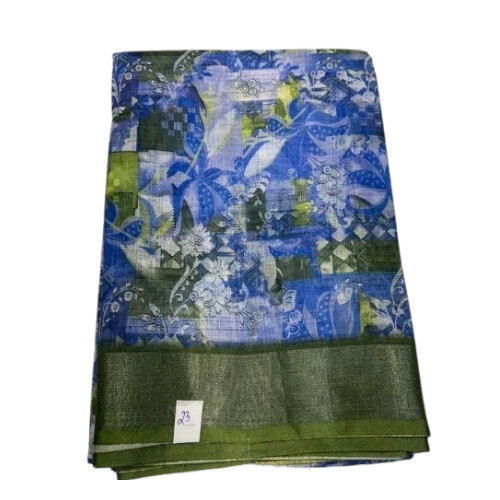 Cotton Ladies Blue Saree