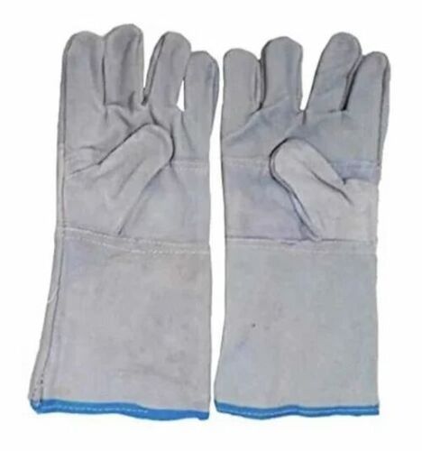 Grey Leather Hand Gloves 