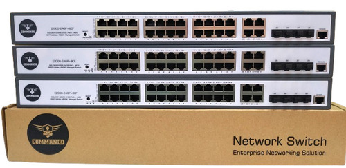 E2000-24gp+8cf Commando Soldier E2000 24ge Full Poe/Poe+ 4ge/4sfp Combo Uplinks Managed Switch