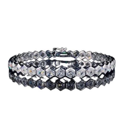 Unisex Hexagonal Shape Diamond Bracelet