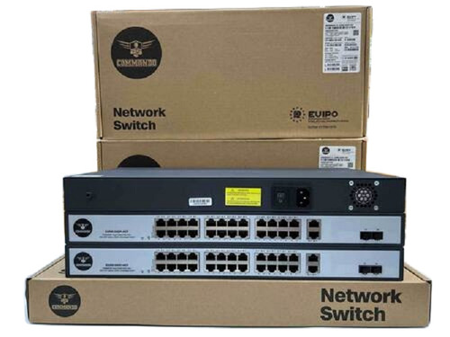 E1000-24Gp-4Cf Commando Scout E1000 24X1Gbe Full Poe/Poe+, 2X1Gbe+2X1G Sfp Uplinks, 450W, Unmanaged Switch - Color: Black