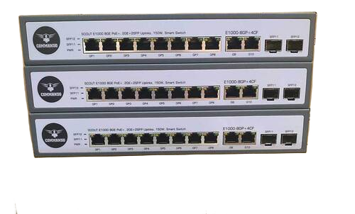 E1000-8Gp-4Cf Commando Scout E1000 8X1Gbe Full Poe/Poe+ 2X1Gbe+2X1G Sfp Uplinks 150W Unmanaged Switch - Color: Black
