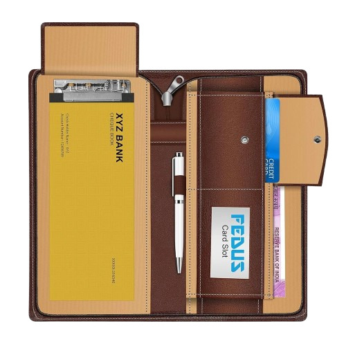 Fedus Vegan Leather Handmade Multiple Cheque Book Wallet Document Holder