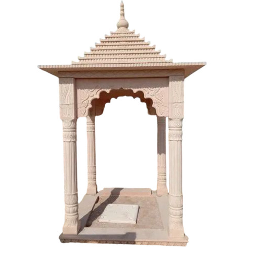 Carved Sandstone Chhatri - Color: Red