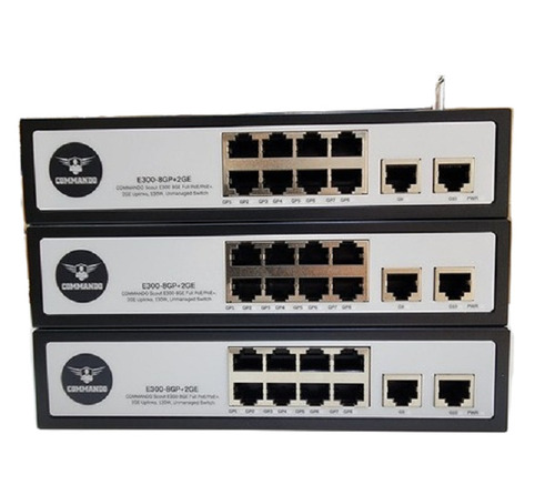 E300-8Gp+2Ge Commando Scout E300 8Ge Full Poe/Poe+ 2Ge Uplinks 130W Unmanaged Switch - Color: Black