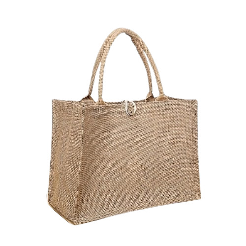 Jute Carry Bags - Customized Size Brown, Hand Length Handle, Zipper Closure | Durable, Fine Finished, Eco-Friendly