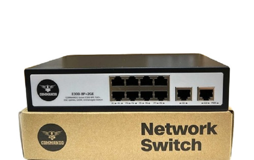 E300-8P+2Ge Commando Scout E300 8Fe Full Poe/Poe+ 2Ge Uplinks 130W Unmanaged Switch - Dimension (L*W*H): 22L*17W*5H Inch (In)