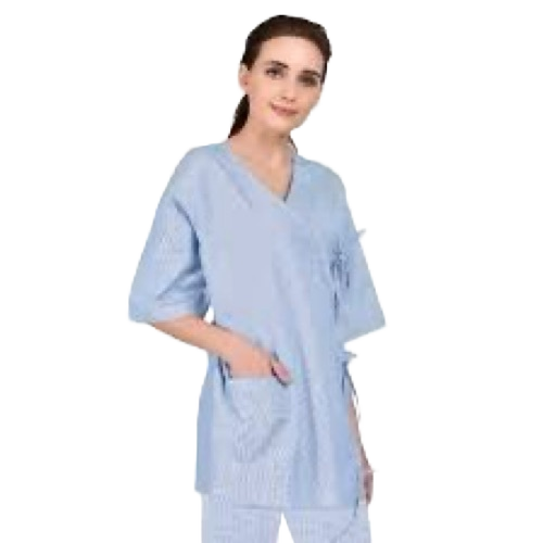 Female Patient Gown - Cotton, Sizes XS to XL, Blue | Washable Material, Durable Stitching, Hypoallergenic Fabric, Soft Texture