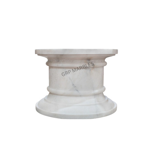 Round Polished White Marble Pedestal