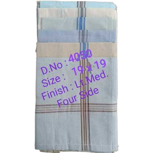 D. No. 4050 Light Medium Color 19X19 Inches 4 Side Design Men'S Cotton Handkerchief - Color: Mix