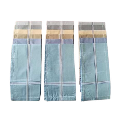 D No: 1050 Light Medium Color 19X19 Inches 4 Side Cotton Handkerchief - Color: Mix